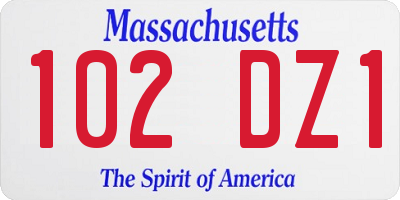 MA license plate 102DZ1