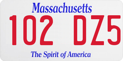 MA license plate 102DZ5