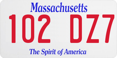 MA license plate 102DZ7