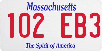 MA license plate 102EB3