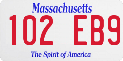 MA license plate 102EB9