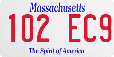 MA license plate 102EC9