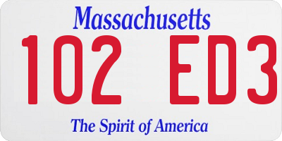 MA license plate 102ED3