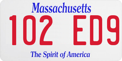 MA license plate 102ED9