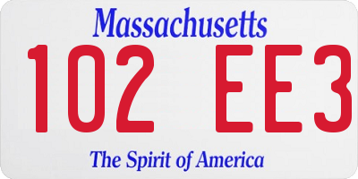 MA license plate 102EE3