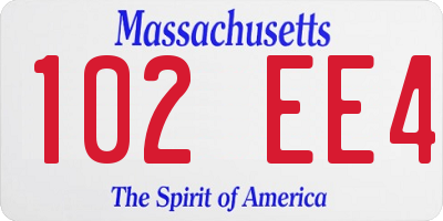 MA license plate 102EE4