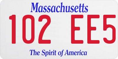 MA license plate 102EE5