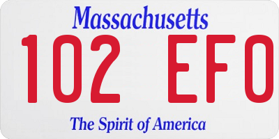 MA license plate 102EF0