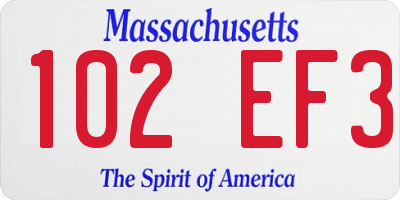 MA license plate 102EF3