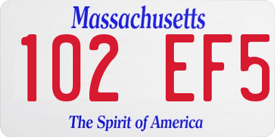 MA license plate 102EF5