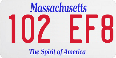 MA license plate 102EF8