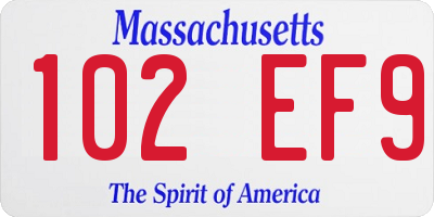 MA license plate 102EF9