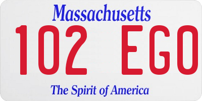 MA license plate 102EG0