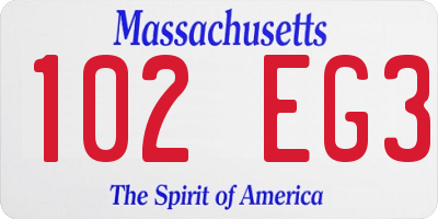 MA license plate 102EG3