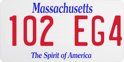 MA license plate 102EG4