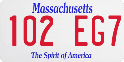 MA license plate 102EG7