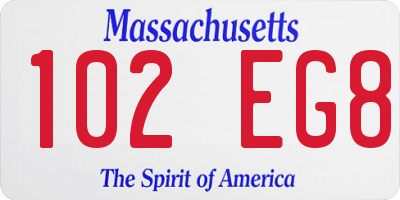 MA license plate 102EG8