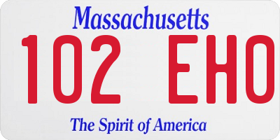 MA license plate 102EH0