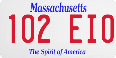 MA license plate 102EI0
