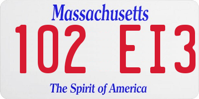 MA license plate 102EI3