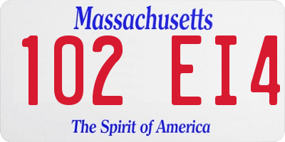 MA license plate 102EI4