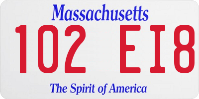 MA license plate 102EI8