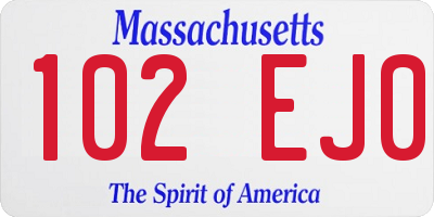 MA license plate 102EJ0