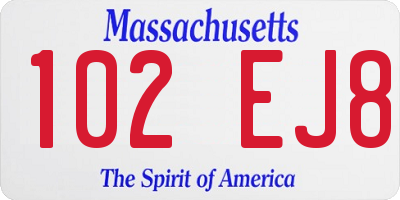 MA license plate 102EJ8