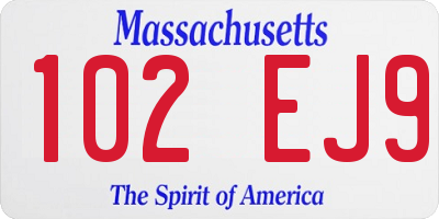 MA license plate 102EJ9