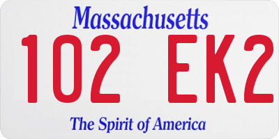 MA license plate 102EK2