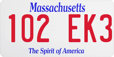 MA license plate 102EK3