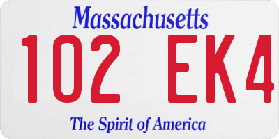 MA license plate 102EK4