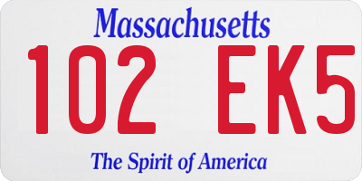 MA license plate 102EK5