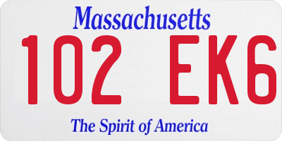 MA license plate 102EK6