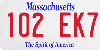 MA license plate 102EK7