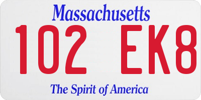 MA license plate 102EK8