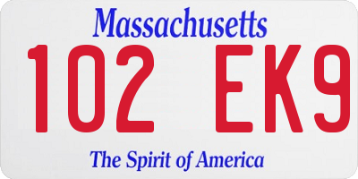 MA license plate 102EK9