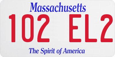 MA license plate 102EL2