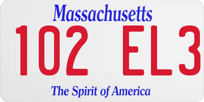 MA license plate 102EL3