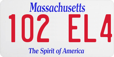 MA license plate 102EL4