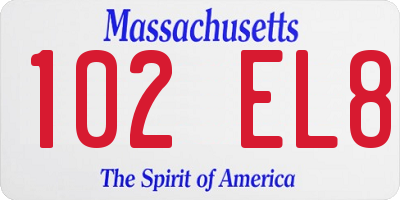 MA license plate 102EL8