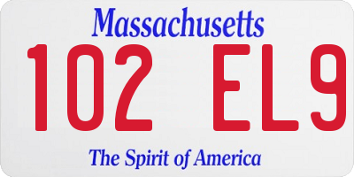 MA license plate 102EL9