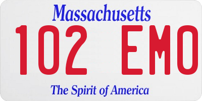 MA license plate 102EM0