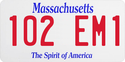 MA license plate 102EM1