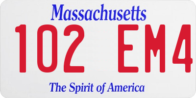 MA license plate 102EM4