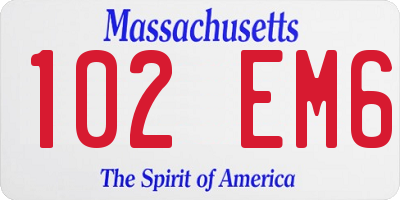 MA license plate 102EM6