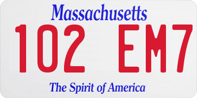 MA license plate 102EM7