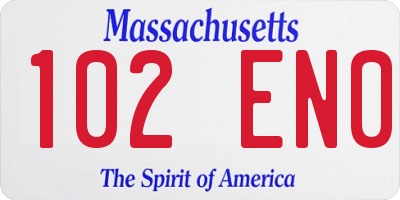 MA license plate 102EN0