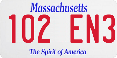 MA license plate 102EN3