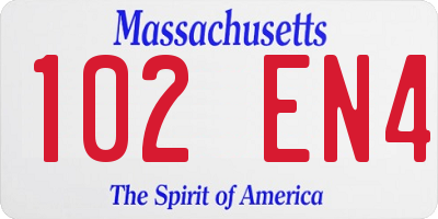 MA license plate 102EN4